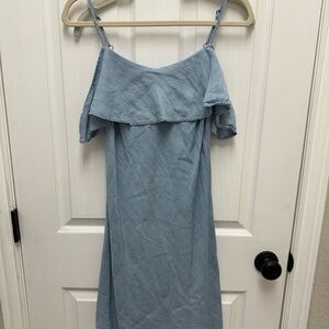 Blue Ruffled Off-Shoulder Sundress